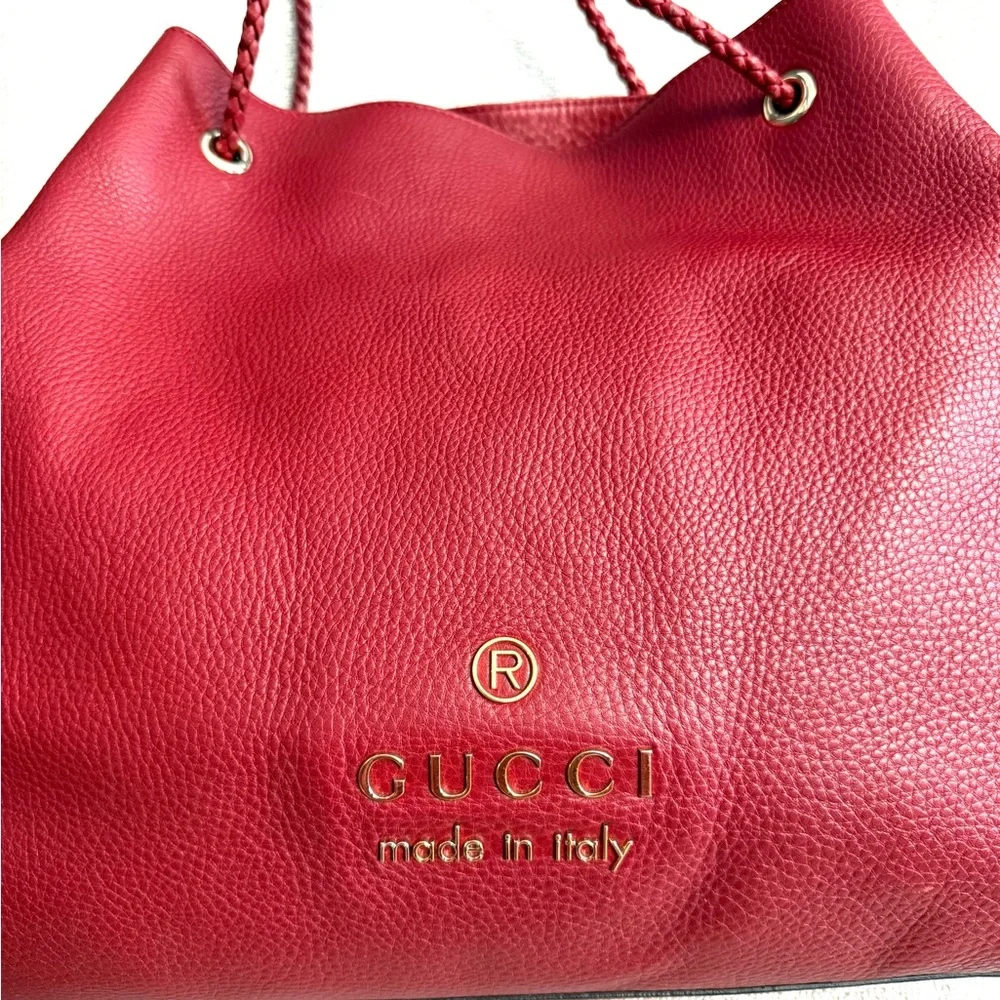 Authentic Gucci dark red leather large tote bag - Picture 2 of 16